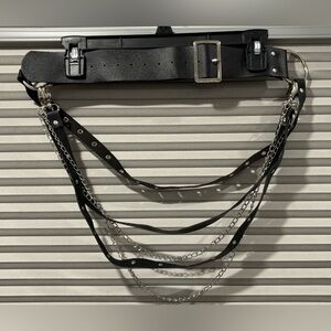 MULTI-LAYER LEATHER BLACK WAISTBAND GOTHIC ADJUSTABLE JEANS BELT UNISEX